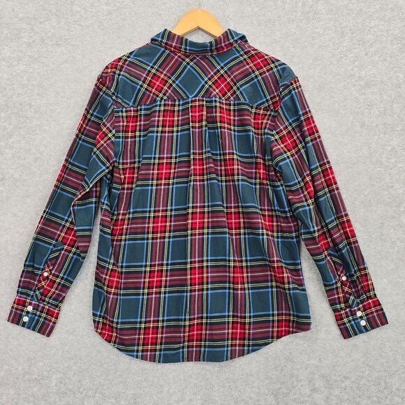 J.Crew Womens S Warm Spruce Multicolor Plaid Cotton Long Sleeve Flannel Shirt - Picture 2 of 8